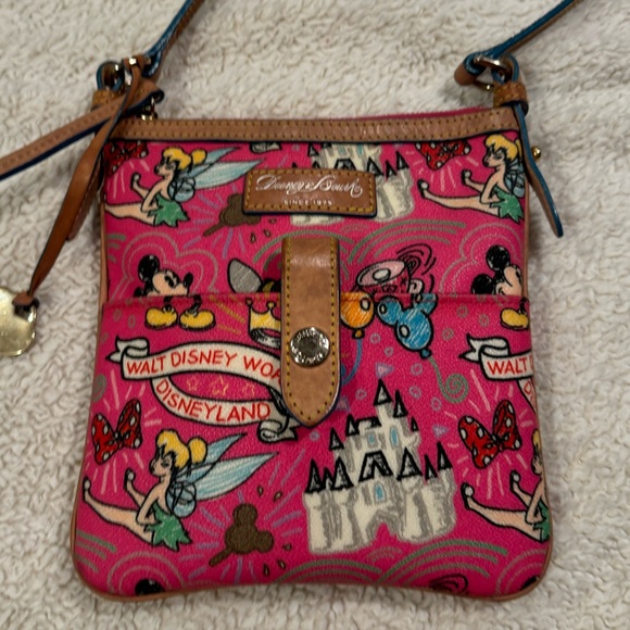 Disney Dooney and Bourke Colored Sketch Letter Carrier Crossbody - Pink. - Picture 1 of 3